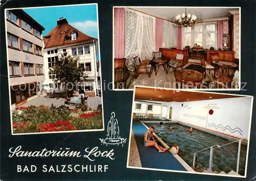 AK / Ansichtskarte 73859873 Bad_Salzschlirf Sanatorium Lock Gaststube Hallenbad Bad_Salzschlirf