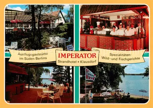 AK / Ansichtskarte  Klausdorf_Mellensee Strandhotel Restaurant Imperator Gastraum Terrasse Personalbild Klausdorf_Mellensee