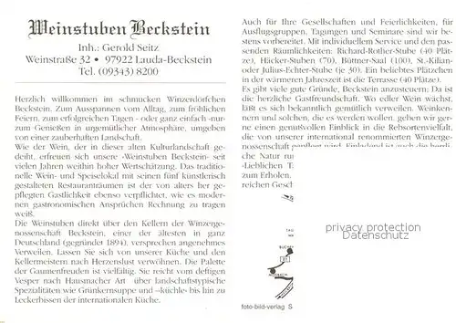 AK / Ansichtskarte 73859895 Beckstein Weinstuben Beckstein GastrÃÂ¤ume Terrasse Beckstein