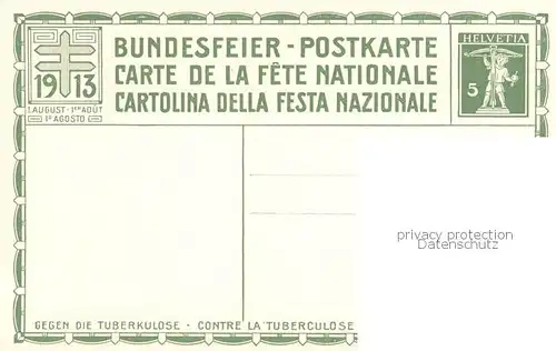 AK / Ansichtskarte  Bundesfeier_Schweiz A.M. Baechliger Graph. Werkstaetten Gebr. Fretz Zuerich 