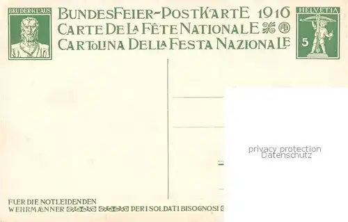 AK / Ansichtskarte  Bundesfeier_Schweiz Fuer die Notleidenden 