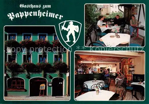 AK / Ansichtskarte  Saalfeld_Saale Gasthaus Zum Pappenheimer Gaststube Terrasse Bar Saalfeld_Saale