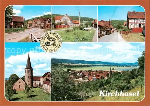 AK / Ansichtskarte 73859938 Kirchhasel_Huenfeld Dorfplatz OT Oberhasel Teilansicht Kirche Panorama Kirchhasel Huenfeld