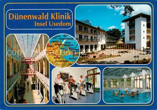 AK / Ansichtskarte 73859964 Insel_Usedom Duenenwald Klinik Passage Fitnessraum Hallenbad Insel Usedom