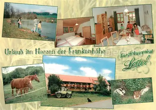AK / Ansichtskarte 73859980 Buch_Wald Ferienbauernhof Leitel Gaststube Zimmer Teich Pferde Hasen Buch_Wald