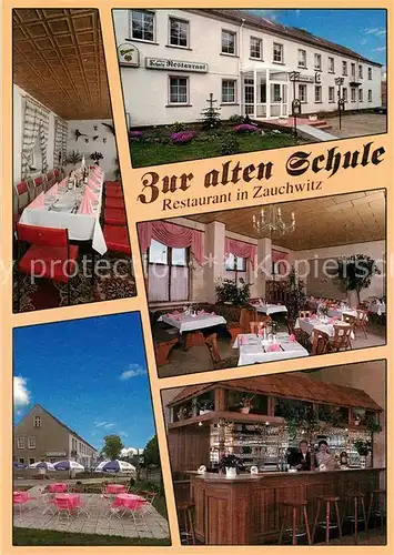 AK / Ansichtskarte  Zauchwitz Restaurant Zur alten Schule Gastraeume Bar Terrasse Zauchwitz