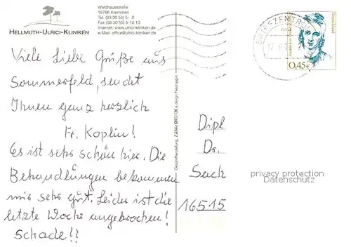 AK / Ansichtskarte 73860027 Kremmen Hellmuth Ulrici Kliniken Details Kremmen