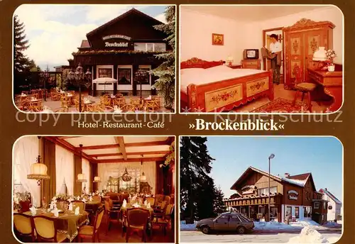 AK / Ansichtskarte 73860059 Hohegeiss_Harz Hotel Restaurant Brockenblick Zimmer Gastraum Terrasse Hohegeiss Harz
