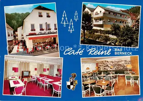 AK / Ansichtskarte  Bad_Berneck Cafe Reinl Kaffeegarten Haus Sonnenschein Hotel garni Gastraeume Bad_Berneck