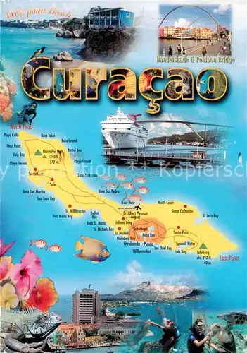 AK / Ansichtskarte 73860109 Curacao_Niederlaendische_Antillen West Point Beach Handelskade and Pontoon Bridge Curacao_Niederlaendische