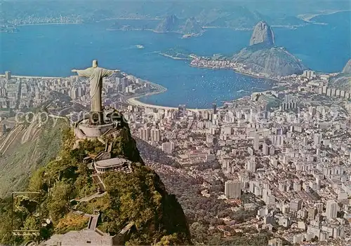 AK / Ansichtskarte  Rio_de_Janeiro Cristo Redentor Fliegeraufnahme Rio_de_Janeiro