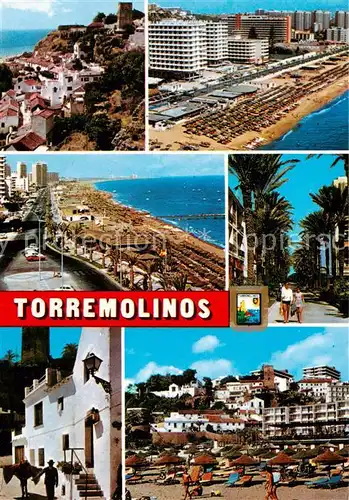 AK / Ansichtskarte  Torremolinos_ES Fliegeraufnahmen Strandpartien Palmenallee Ortsansicht 