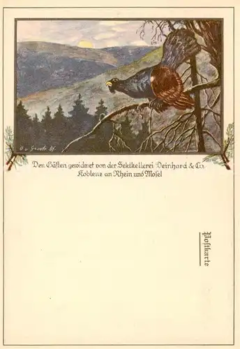 AK / Ansichtskarte  Koblenz__Rhein Landschaftspanorama mit Auerhahn Kuenstlerkarte Sektkellerei Deinhard und Co. 