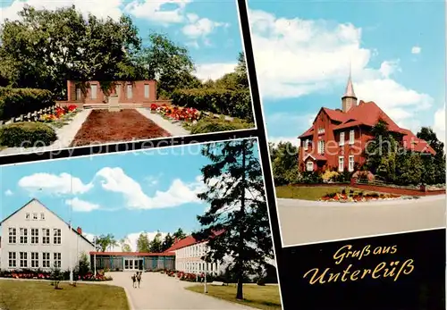 AK / Ansichtskarte  Unterluess Gedenkstein Friedhof Gebaeude Schule Unterluess