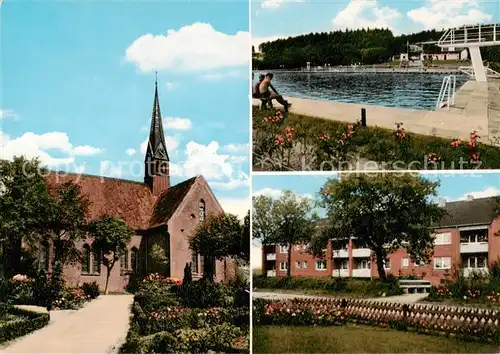 AK / Ansichtskarte  Wacken Kirche Wohnblock Freibad Wacken