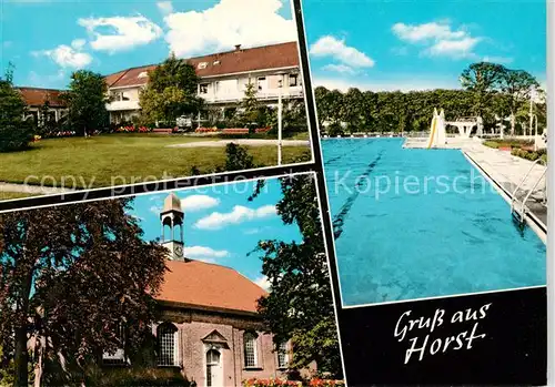 AK / Ansichtskarte  Horst_Holstein Teilansichten Kirche Freibad Horst_Holstein