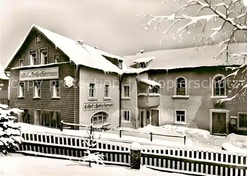 AK / Ansichtskarte Neubau_Fichtelberg Gasthof Pension Cafe Herrmann Neubau Fichtelberg