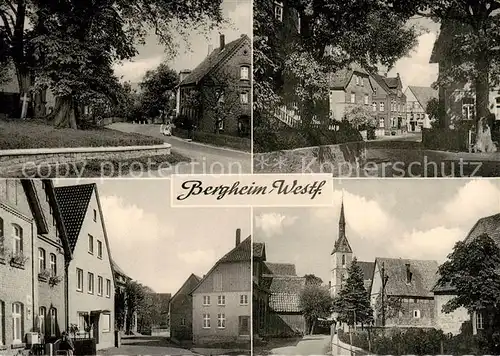 AK / Ansichtskarte Bergheim_Westfalen Gasthof Moenikes Ortsansichten Kirche Bergheim_Westfalen