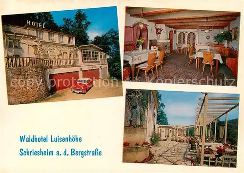 AK / Ansichtskarte Schriesheim Waldhotel Luisenhoehe Gastraum Terrasse Schriesheim