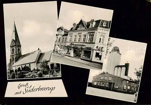 AK / Ansichtskarte Suederbrarup Kirche Friedhof Zentrum Landwirtschaftlicher Bezugsverein Suederbrarup