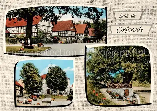 AK / Ansichtskarte Orferode_Bad_Sooden Allendorf Ortspartie Fachwerkhaeuser Gasthaus Pension Boettner Alter Baum 