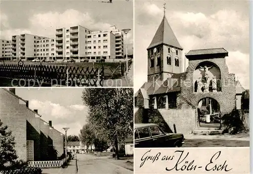 AK / Ansichtskarte Esch_Frechen Teilansichten Wohngebiet Hochhaeuser Kirche Esch Frechen