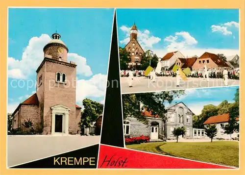 AK / Ansichtskarte Krempe_Holstein Kirche Ortszentrum Fest Fahnenschwenker Krempe_Holstein