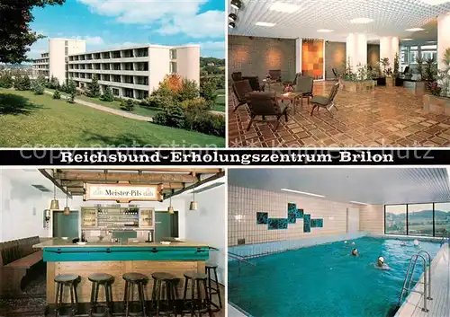 AK / Ansichtskarte Brilon Reichsbund Erholungszentrum Brilon Foyer Bar Hallenbad Brilon