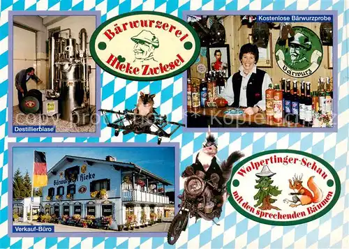 AK / Ansichtskarte Zwiesel__Niederbayern Baerwurzerei Heinrich Hieke Destillierblase Baerwurzprobe Verkaufs Buero 