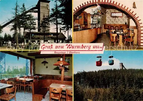 AK / Ansichtskarte Braunlage Wurmberggaststaette Gastraeume Gondelbahn Braunlage