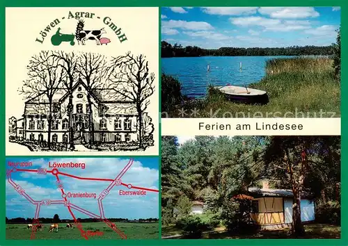 AK / Ansichtskarte Loewenberg_Oberhavel Loewen Agrar GmbH Lindesee Waldpartie 
