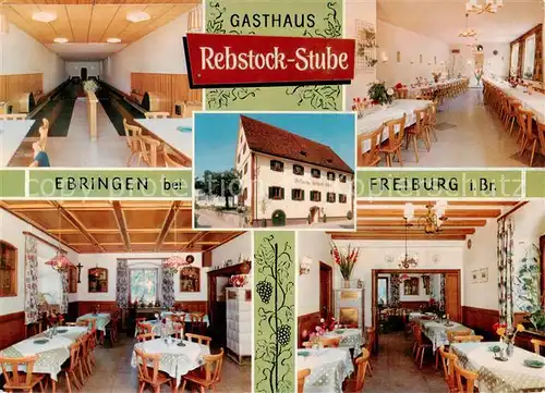 AK / Ansichtskarte Ebringen_Breisgau Gasthaus Rebstock Stube Kegelbahn Gastraeume Ebringen Breisgau