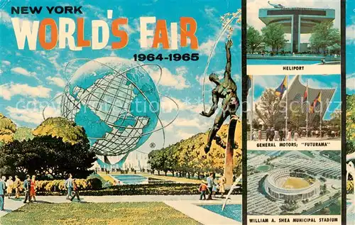 AK / Ansichtskarte New_York_City Worlds Fair 1964 65 Heliport General Motors Futurama William A Shea Municipal Stadium New_York_City