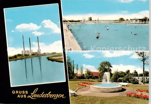 AK / Ansichtskarte Landesbergen Kraftwerk Freibad Parkanlagen Springbrunnen Landesbergen