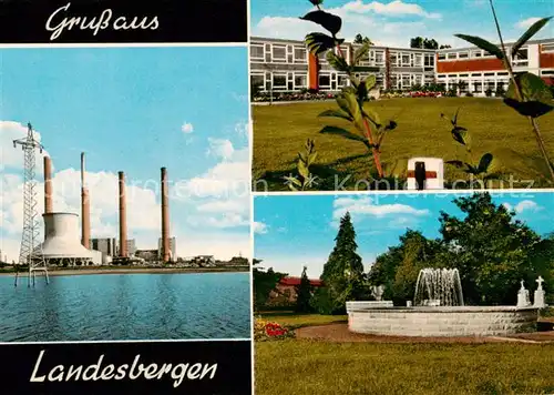 AK / Ansichtskarte Landesbergen Kraftwerk Schule Parkanlagen Springbrunnen Landesbergen