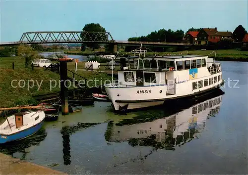 AK / Ansichtskarte Haren_Ems Partie an der Ems mit Fahrgastschiff MS Amisia Haren_Ems