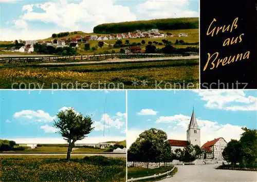 AK / Ansichtskarte Breuna Panorama Landschaft Motiv mit Kirche Breuna