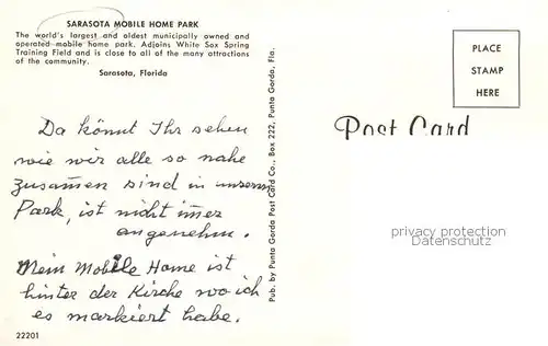 AK / Ansichtskarte Sarasota_Florida_USA Mobile Home Park Fliegeraufnahme 
