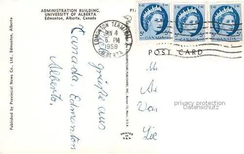 AK / Ansichtskarte Edmonton_Alberta Administration Building University of Alberta Edmonton Alberta