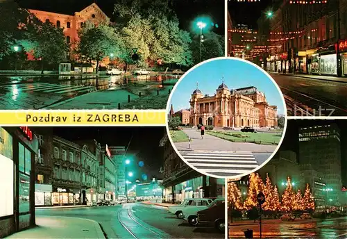 AK / Ansichtskarte Zagreb_Agram_Croatia bei Nacht Teilansichten Schloss 