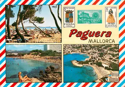 AK / Ansichtskarte Paguera_Mallorca_Islas_Baleares_ES Strandpartien Fliegeraufnahme 