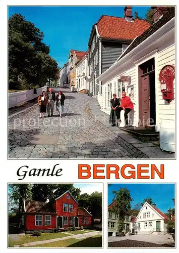 AK / Ansichtskarte Bergen__Norge Friluftsmuseum Elsero smaling av gamle Bergenshus i Sandviken gjenreist i gatemiljo 