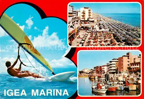 AK / Ansichtskarte Igea_Marina_Bellaria_Rimini_IT Surfen Strand Bootshafen 