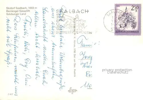 AK / Ansichtskarte  Saalbach_-Hinterglemm_AT Bernkogel Sessellift 