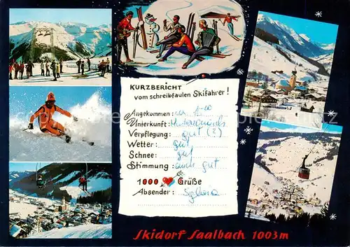 AK / Ansichtskarte  Saalbach_-Hinterglemm_AT Schattberg Tiefschneeabfahrt Bernkogel Sessellift Ortsansicht Seilbahn 