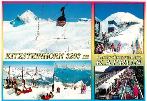 AK / Ansichtskarte  Kaprun_AT Kitzsteinhorn Gipfelbahn Bergstation Aussichtsterrasse Lifte Talstation der Gletscherbahn 