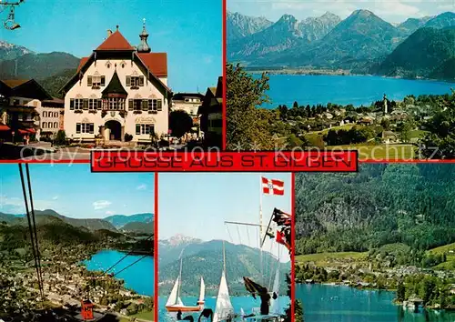 AK / Ansichtskarte  St_Gilgen_Salzkammergut Rathaus und Mozartplatz Rettenkogel Sparber Bleckwand Zwoelferhornseilbahn Wolfgangsee Schafberg Blick von Brunnwinkl St_Gilgen_Salzkammergut