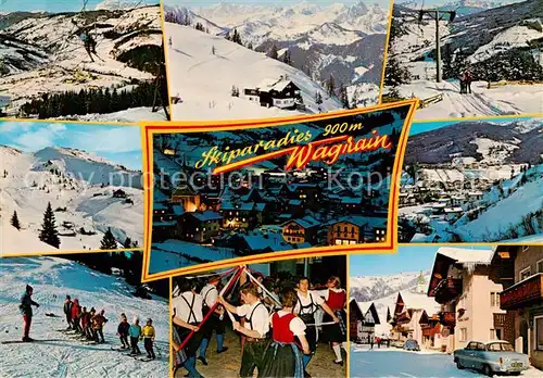 AK / Ansichtskarte  Wagrain__Salzburg_AT Sessellift Skipisten Schlepplift Skischule Panorama Tanz Ortspartien 