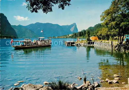 AK / Ansichtskarte  Mondsee_Salzkammergut_AT Schiffsstation See am Mondsee mit Drachenwand Schober 