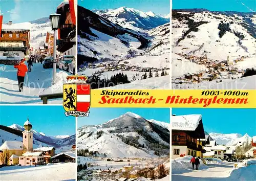 AK / Ansichtskarte 73861347 Saalbach_-Hinterglemm_AT Ortspartien Kirche Panorama 